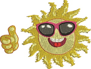 Summer Sun Fun Thumbs Up-Summer Sun beach sunshine happy summer machine embroidery stitchedinfaith